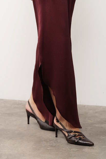 Satin trousers with side slits