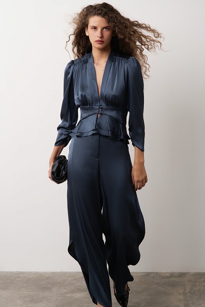 Satin trousers with side slits