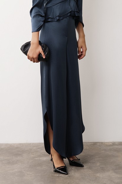 Satin trousers with side slits