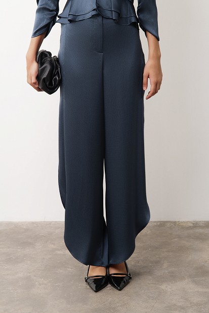 Satin trousers with side slits