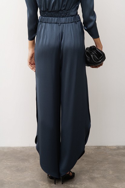 Satin trousers with side slits