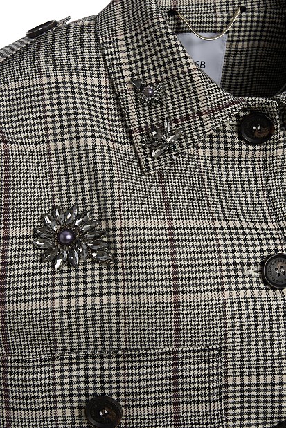 Checked jacket with decorative embellishments