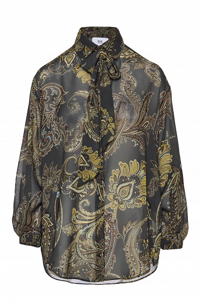 Printed oversized shirt with scarf