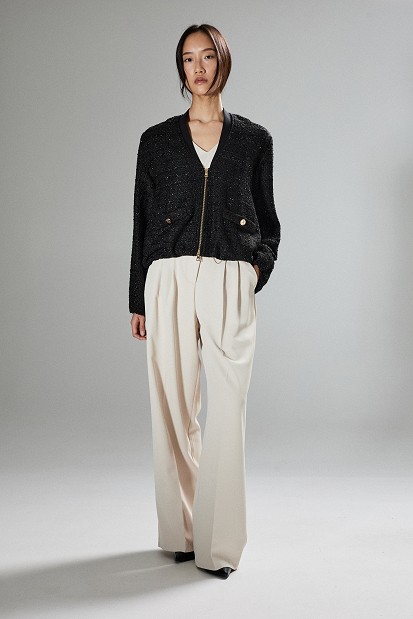 Tweed bomber jacket with lurex details