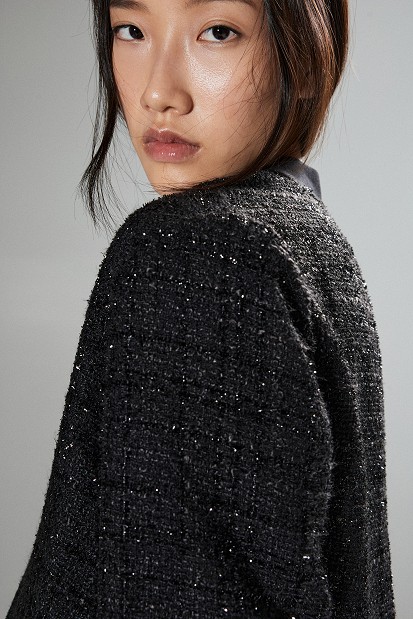 Tweed bomber jacket with lurex details
