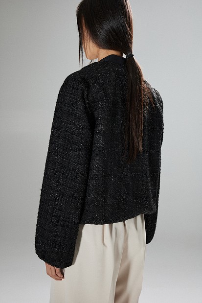 Tweed bomber jacket with lurex details