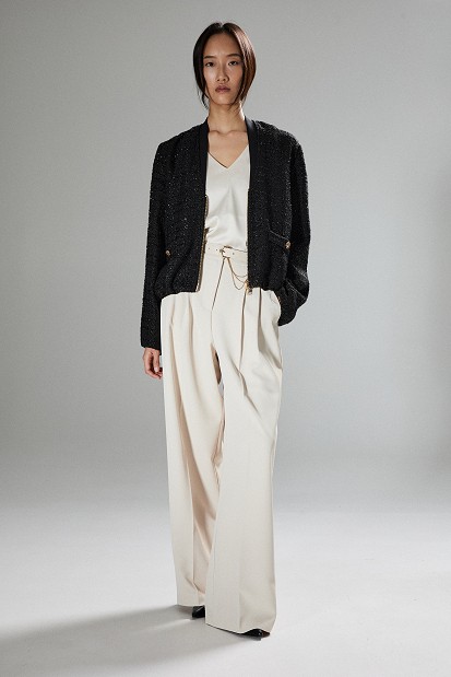 Tweed bomber jacket with lurex details