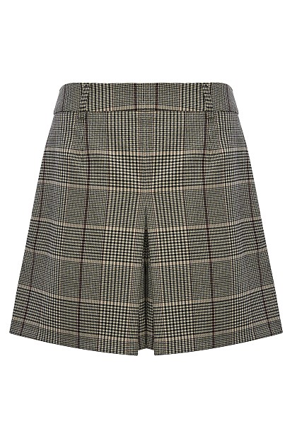 Plaid skort with a front slit