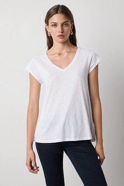 V-neck blouse with a print
