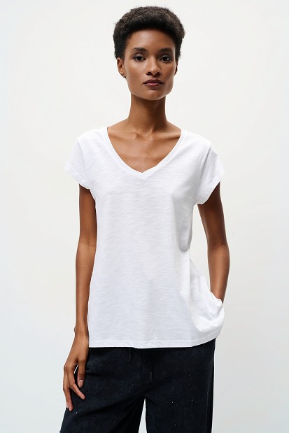 V-neck blouse with a print