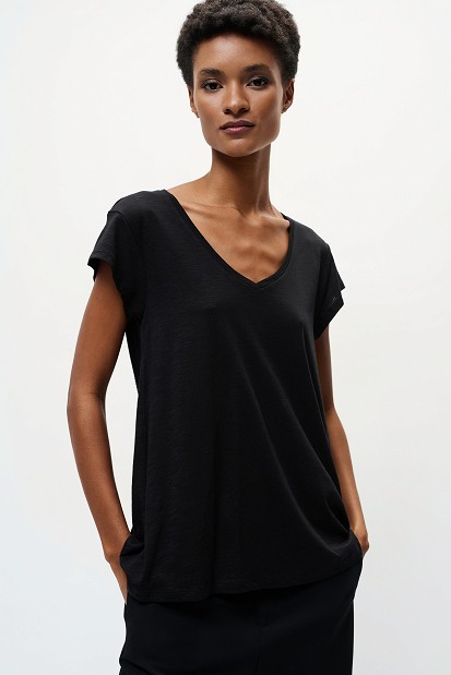 V-neck blouse with a print