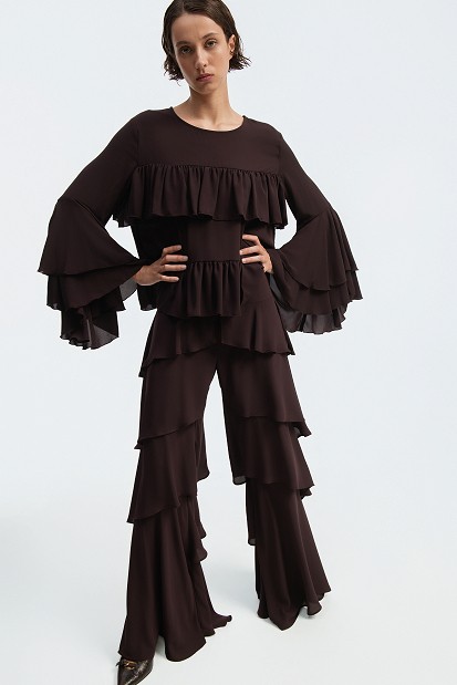 Crepe top with ruffles - Gold label