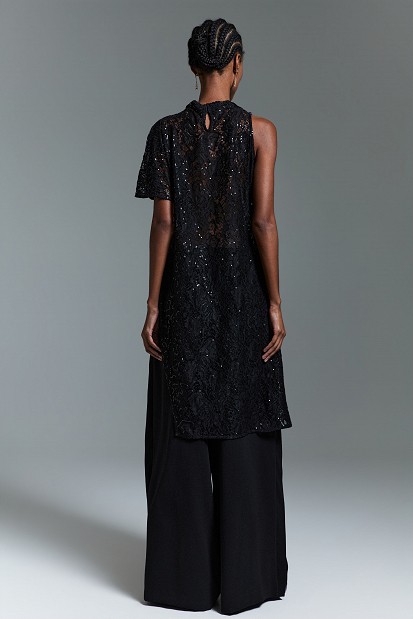 Asymmetric top with lace and sequin details - Gold label