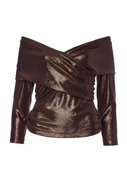 Off-shoulders wrap style blouse - Gold label