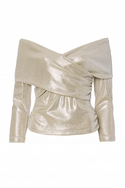 Off-shoulders wrap style blouse - Gold label