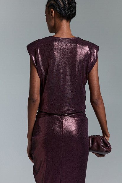 Cropped top with metallic finish - Gold label