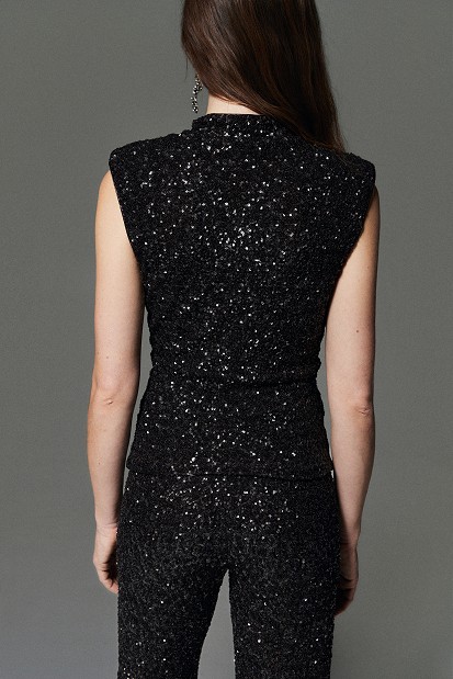 Sleeveless sequin blouse - Gold label