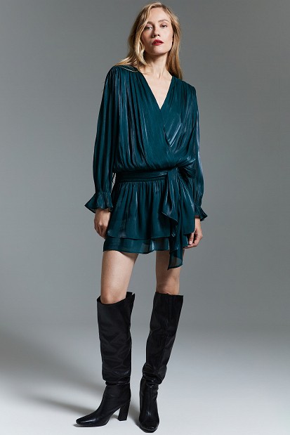 Μίνι lurex φόρεμα με βολάν – Gold label