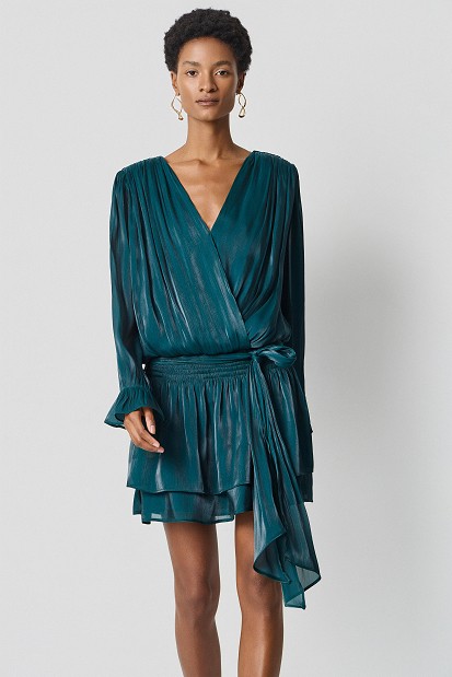 Къса рокя с лурекс и волани - Lurex mini dress with ruffles – Gold label