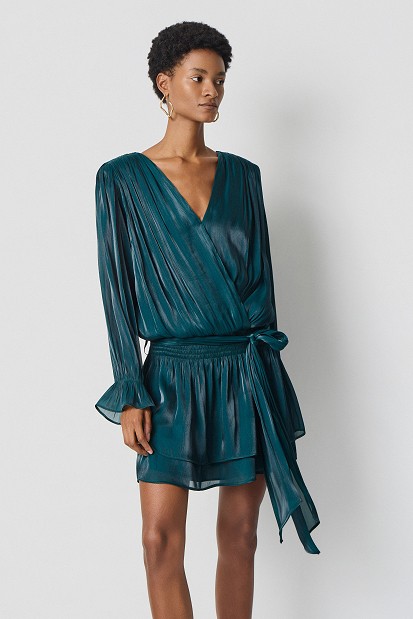 Къса рокя с лурекс и волани - Lurex mini dress with ruffles – Gold label