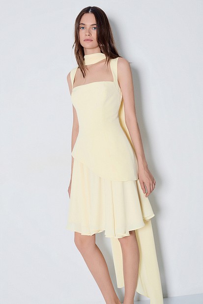 Asymmetrical mini pleated dress - Gold label