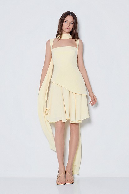 Asymmetrical mini pleated dress - Gold label