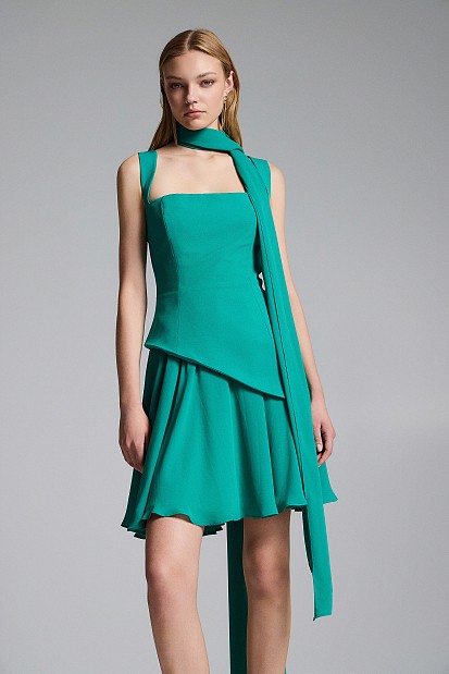 Asymmetrical mini pleated dress - Gold label
