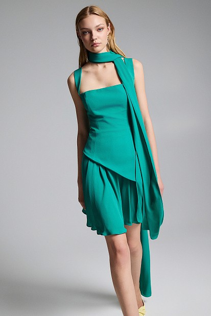 Asymmetrical mini pleated dress - Gold label