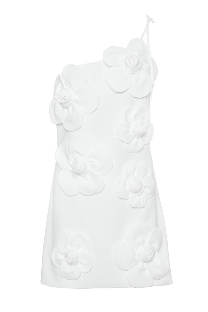 One-shoulder mini dress with floral appliqué details - Gold label