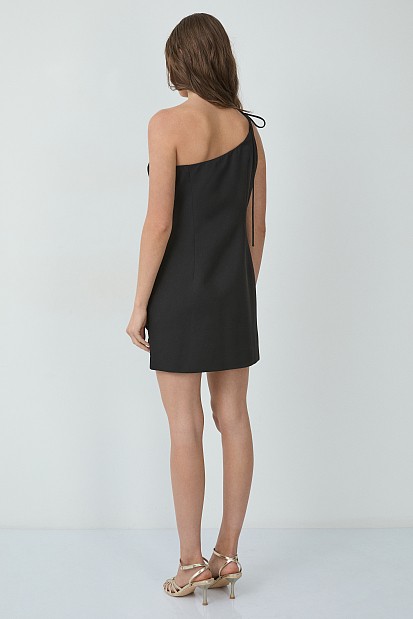 One-shoulder mini dress with floral appliqué details - Gold label