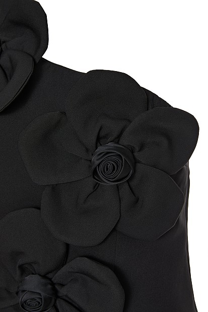 One-shoulder mini dress with floral appliqué details - Gold label