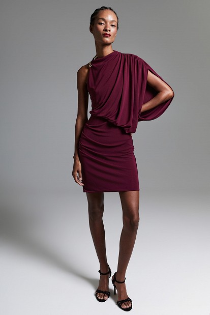Mini draped one-shoulder dress - Gold label