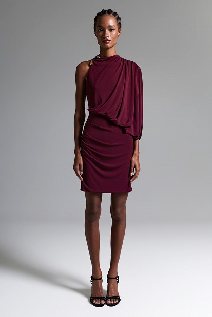 Mini draped one-shoulder dress - Gold label