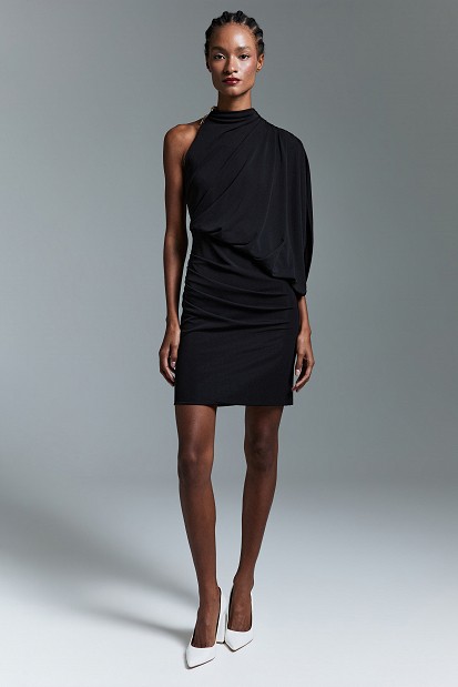 Mini draped one-shoulder dress - Gold label