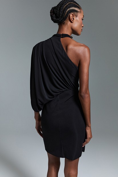 Mini draped one-shoulder dress - Gold label