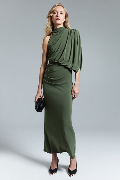 Maxi draped one-shoulder dress - Gold label