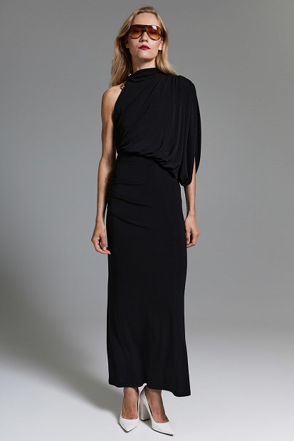 Maxi draped one-shoulder dress - Gold label
