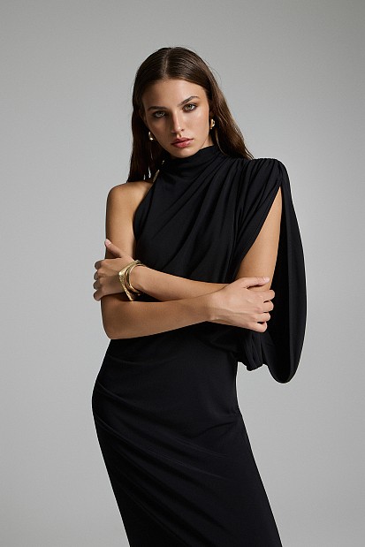 Maxi draped one-shoulder dress - Gold label
