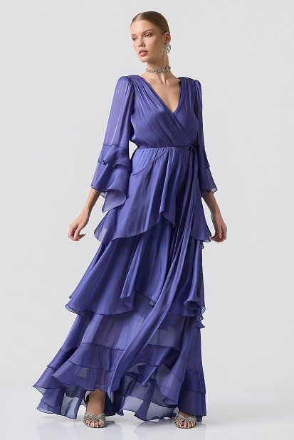 Rochie lungă cu volane - Gold label
