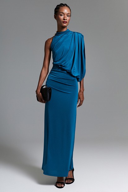 Maxi draped one-shoulder dress - Gold label