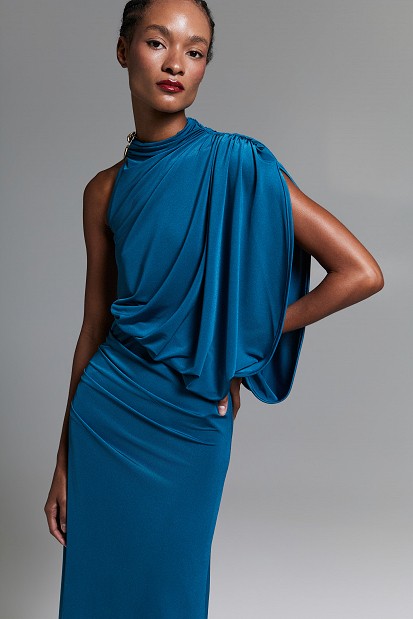 Maxi draped one-shoulder dress - Gold label