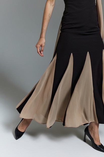 Pleated midi dress with pleated panels - Gold label