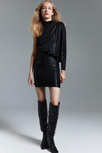 One-shoulder gathered mini dress - Gold label