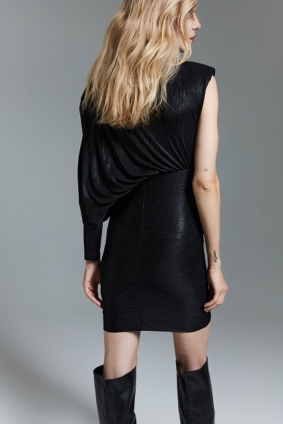 One-shoulder gathered mini dress - Gold label