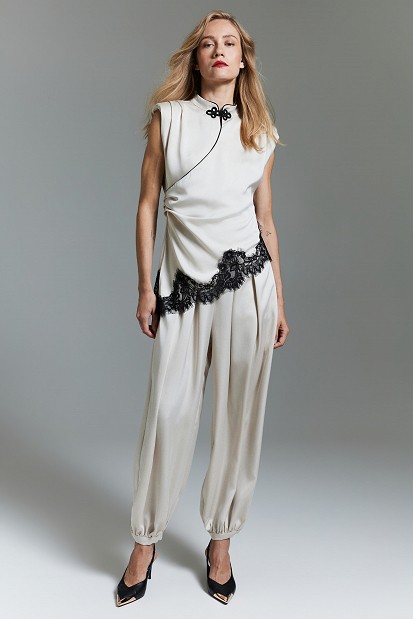 Pantaloni balloon cu aspect satinat - Gold label