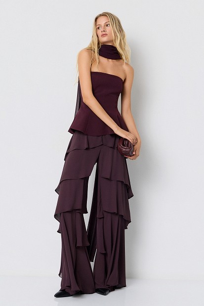 Wide-leg pants with ruffles - Gold label