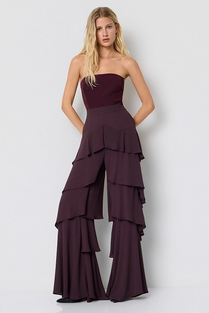 Wide-leg pants with ruffles - Gold label