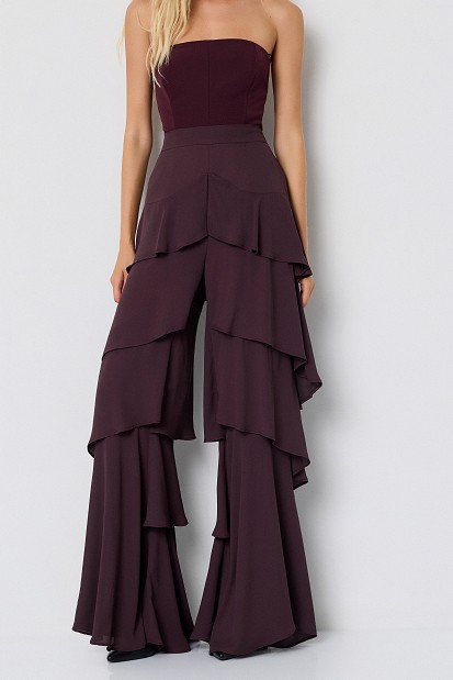Wide-leg pants with ruffles - Gold label