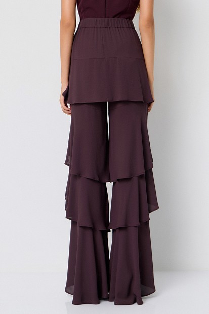Wide-leg pants with ruffles - Gold label