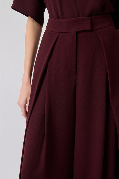 Pantaloni wide leg cu talie înaltă și aspect satinat - Gold label